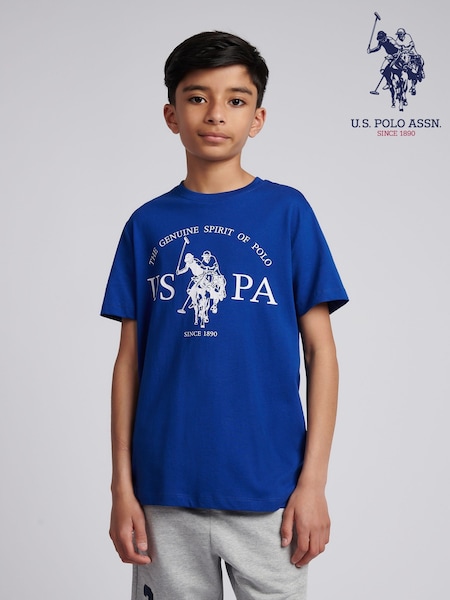 U.S. Polo Assn. Lightc Blue Boys Graphic Print 100% Cotton T-Shirt (F92754) | €28 - €34