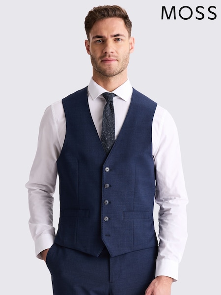 MOSS Blue Tailored Fit Blue Waistcoat (F92835) | €114