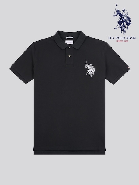 U.S. Polo Assn. Black Mens Large Player Pique 100% Cotton Polo Shirt (F92849) | R$ 545