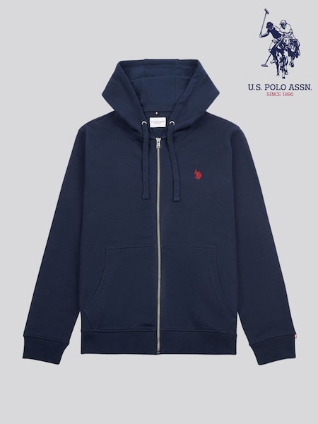 U.S. Polo Assn. Blue Mens Double Horsemen Loopback Zip Hoodie (F92858) | R$ 690