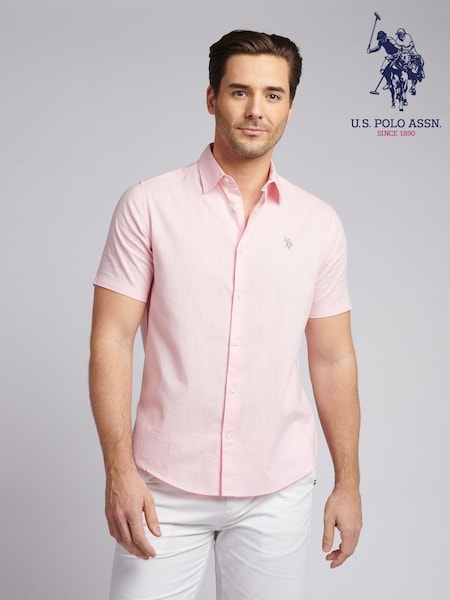 U.S. Polo Assn. Pink Mens Linen Blend Short Sleeve Shirt (F92867) | €80