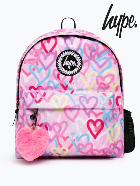 Hype. Girls Pink Graffiti Hearts Iconic Backpack (F92874) | ‏15 د.ك.‏