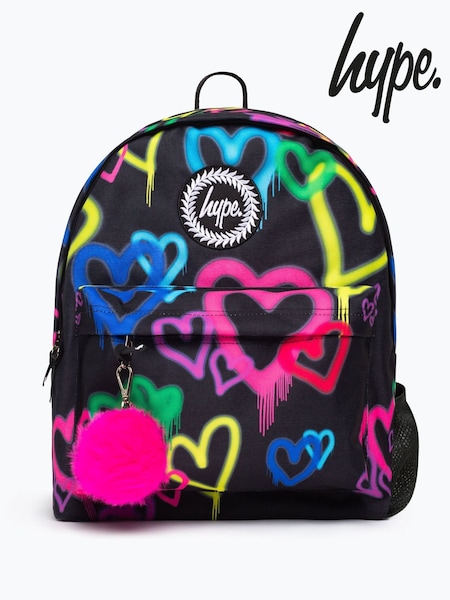 Hype. Girls Graffiti Hearts Iconic Black Backpack (F92877) | ‏15 د.ك.‏
