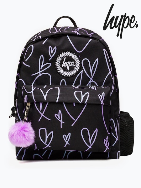 Hype. Girls Purple Glitter Scribble Hearts Iconic Backpack (F92879) | ‏15 د.ك.‏