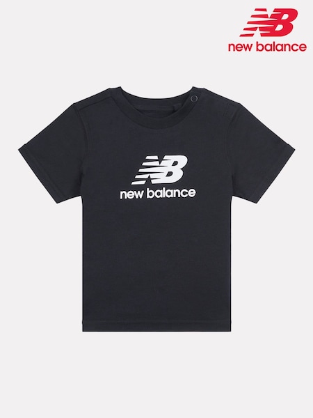 Negru - Tricou New Balance Kids din bumbac 100% cu logo suprapus (F92894) | 112 LEI