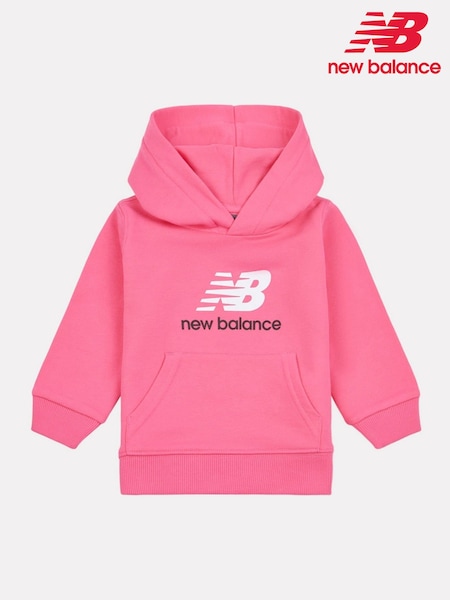 ורוד - New Balance Kids French Terry Stacked Logo Hoodie (F92896) | ‏201‏₪