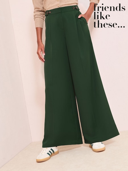 Friends Like These Green Adjustable Waist Premium Wide Leg Trousers (F92939) | €54