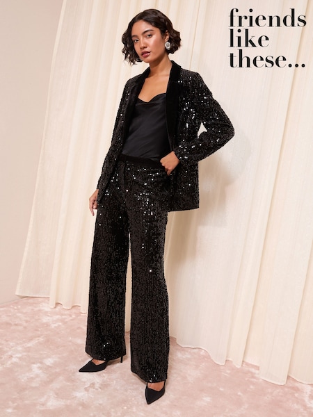 Friends Like These Black Sequin Velvet Blazer (F92942) | €103