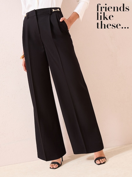 Friends Like These Black Snaffle Trim Premium Wide Leg Trousers (F92948) | €56