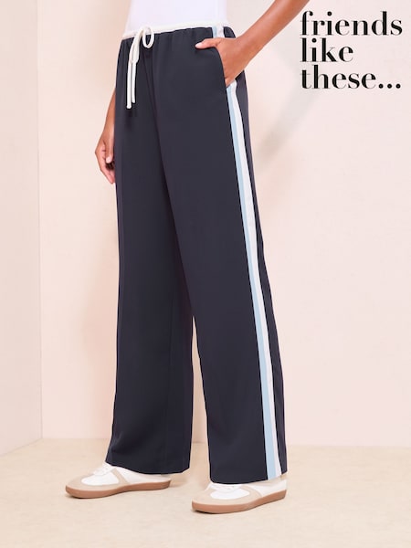 Friends Like These Navy Petite Pull On Side Stripe Trousers (F92955) | €52