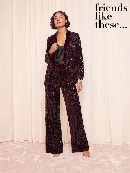 Friends Like These Purple Velvet Sequin Trousers (F92967) | €82