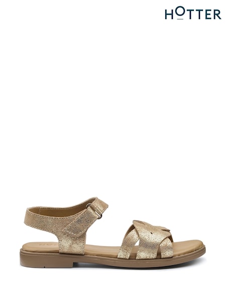Hotter Gold Wide Fit Aurora Touch-Fastening Sandals (F93000) | €75