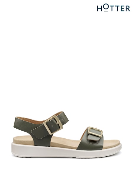 Hotter Green Regular Fit Corfu Buckle Sandals (F93003) | €101