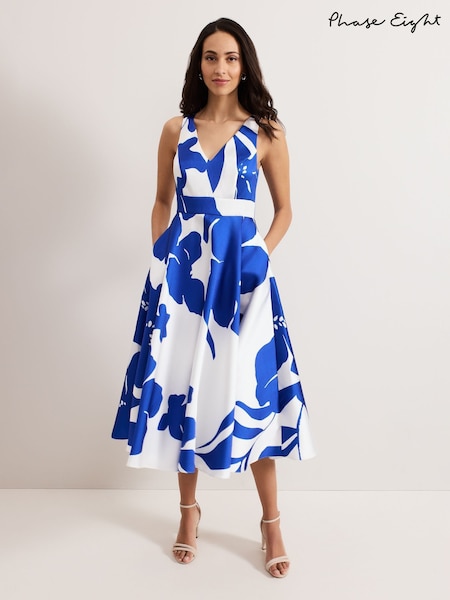 Phase Eight Blue Delicia Print Dress (F93048) | 985 QAR
