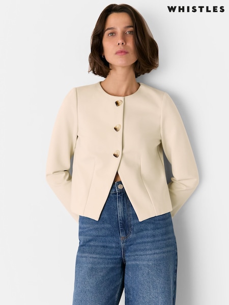 Whistles White Anne Ponte Button Jacket (F93199) | €130