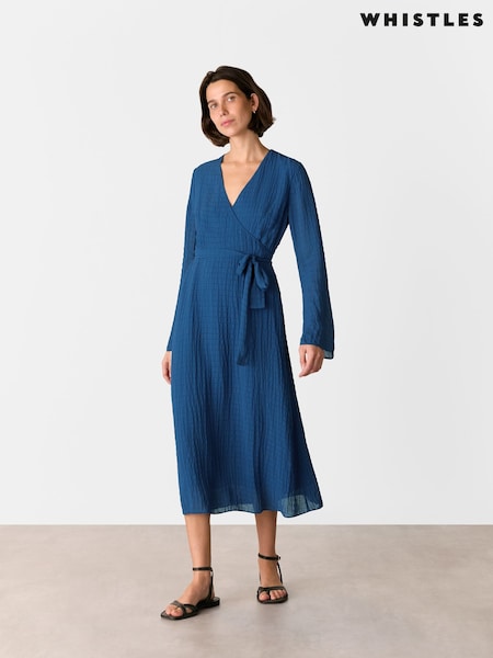 Whistles Alex Textured Wrap Midi Dress (F93201) | 1,184 LEI