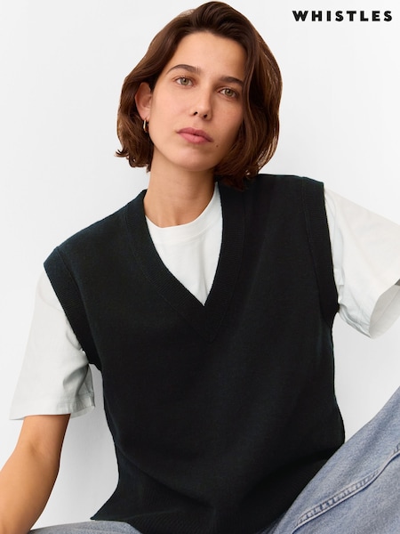 Whistles Black Wool V-Neck Tank (F93205) | €126