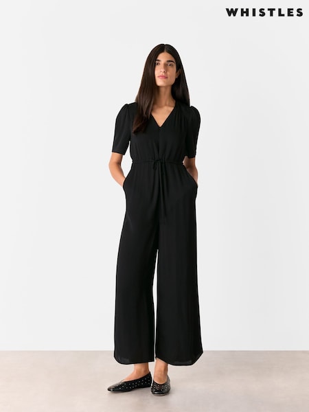 Whistles Black Short Sleeve Tie Jumpsuit (F93212) | €228