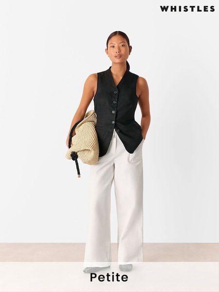 Whistles White Petite Leona Blend Trousers (F93229) | ₪548