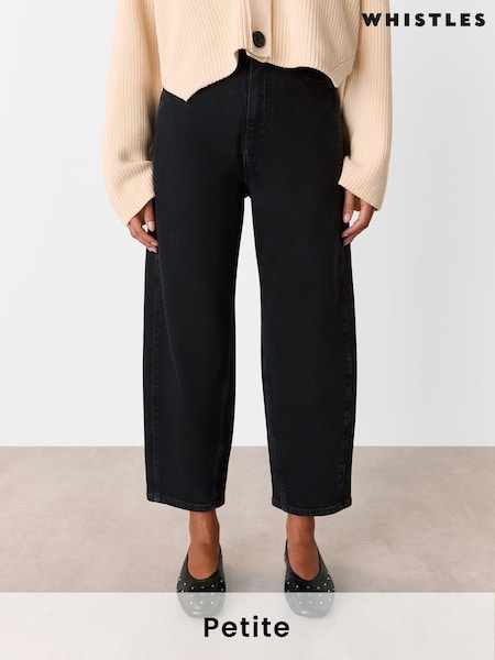 Whistles Black Petite Stretch Barrel Leg Jeans (F93232) | $163