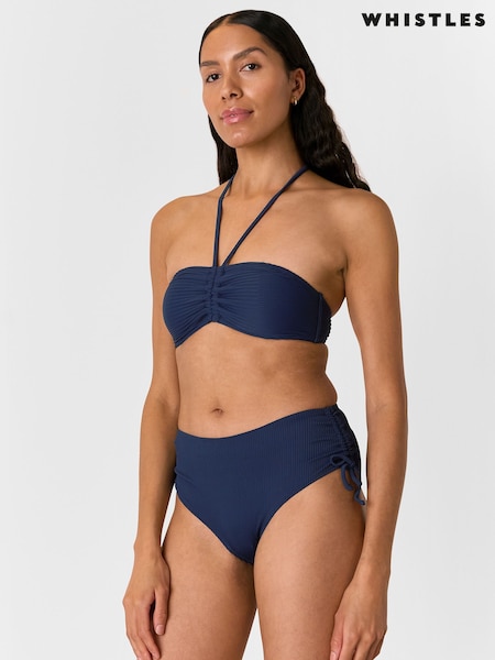 Whistles Blue Mixed Rib Bikini Bottoms (F93236) | €64