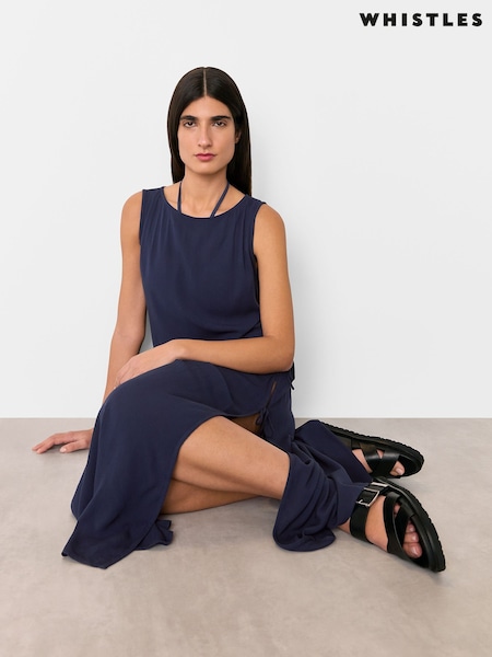 Whistles Blue Tie Side Beach Dress (F93242) | ₪498