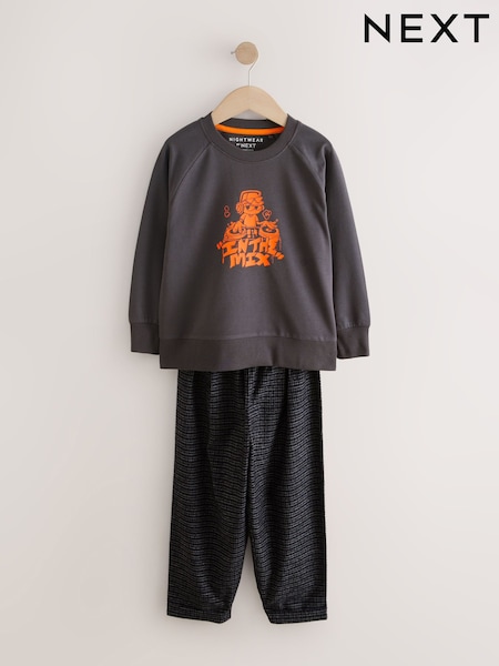 Black/Grey/Orange Slogan Single Woven Pyjamas (3-16yrs) (F93251) | AED91 - AED122
