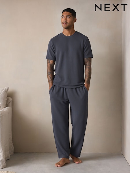 Blue TENCEL™ Modal Blend Short Sleeve Pyjamas Set (F93274) | AED166