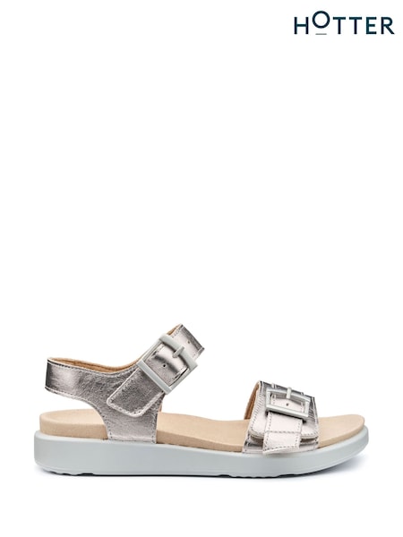 Hotter Grey Wide Fit Palma Touch-Fastening Sandals (F93311) | €101
