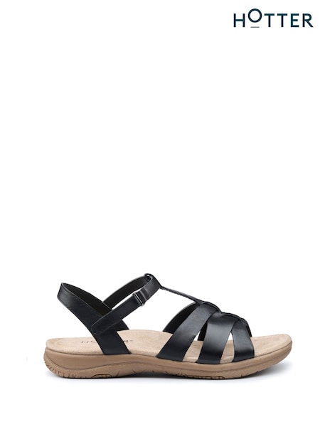 Hotter Black Regular Fit Rainer Touch Fastening Sandals (F93314) | €95