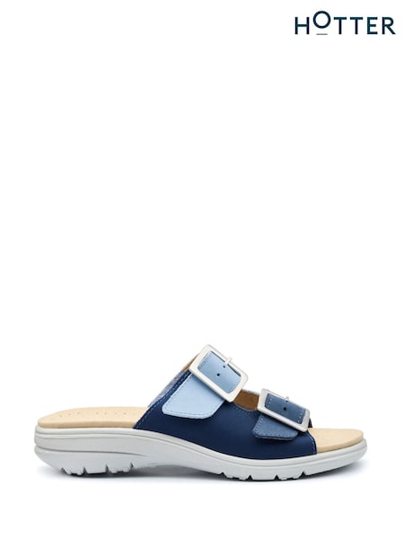Hotter Blue Wide Fit Sunny Slip-On/Buckle Sandals (F93339) | €87
