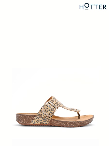 Hotter Animal Print Regular Fit Resort Slip-On/Buckle Sandals (F93342) | €87
