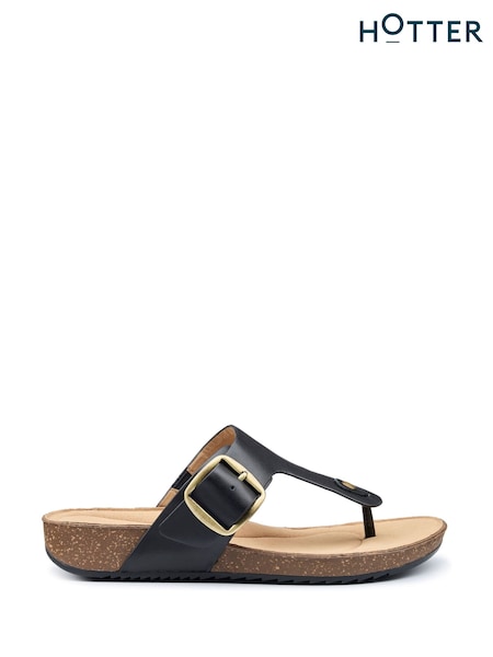 Hotter Black Regular Fit Resort Slip-On/Buckle Sandals (F93353) | €99