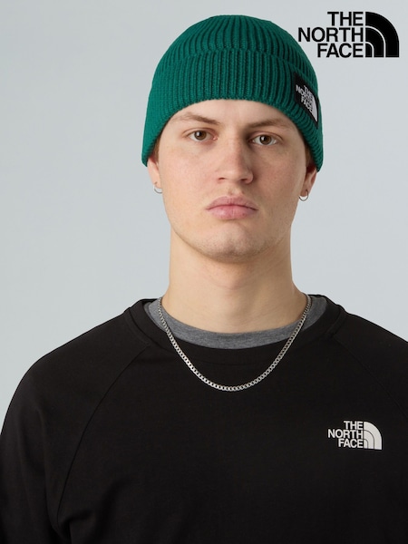The North Face Green Logo Box Cuffed Beanie (F93395) | AED163
