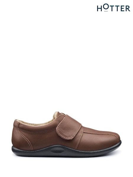 Hotter Brown Regular Fit Unwind Touch-Fastening Slippers (F93418) | €84