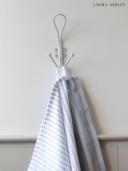 Laura Ashley Set of 2 Soft Silver Grey Metal Double Hooks (F93465) | €28