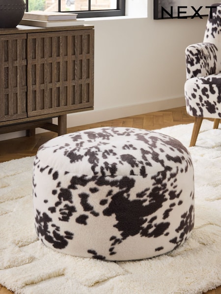 Blue/White Cow Print Faux Fur Throw (F93533) | €88