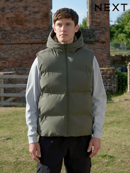 Khaki Green ThermoGen Shower Resistant Puffer Gilet (F93558) | €72