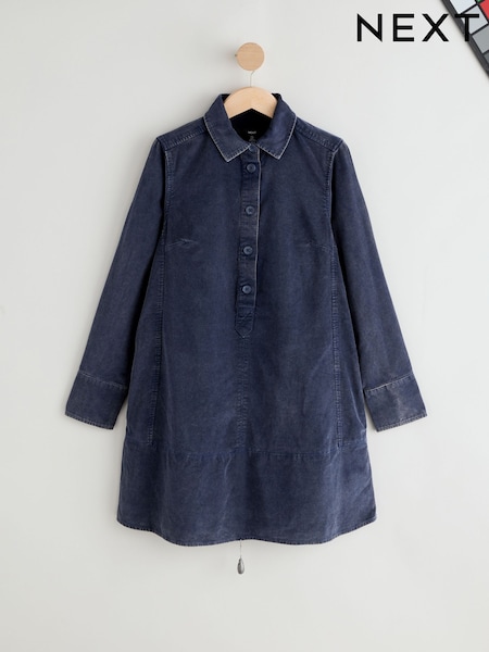Washed Indigo Blue Cord Overhead Mini Dress (F93674) | €41