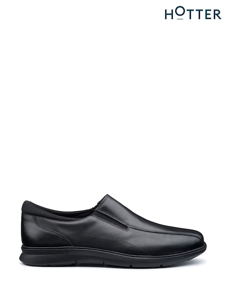 Hotter Black Regular Fit Xavier Slip-On Shoes (F93758) | €136
