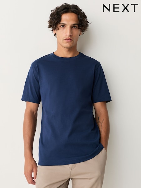 Deep Blue Slim Fit Essential Crew Neck Cotton T-Shirt (F93793) | R$ 75