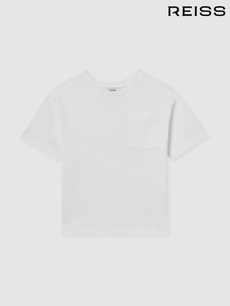 Reiss Off White Tane 13-14 yrs Cotton Palm-Embroidery Oversize T-Shirt (F93809) | €40