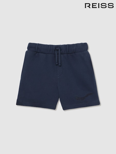 Azul marino descolorido - Reiss Perry Cotton Brand-Embroidered Shorts (F93839) | 50 €