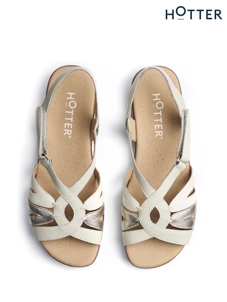 Hotter Natural Wide Fit Flare Touch-Fastening Sandals (F93845) | €108
