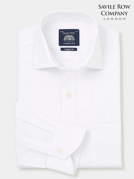 The Savile Row Company Textured 100% Cotton Classic Fit Single Cuff Formal White Shirt (F93871) | 3 304 грн