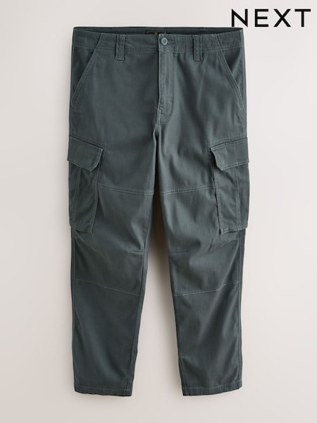 Grey Charcoal Regular Tapered Fit Cotton Stretch Cargo Trousers (F93886) | €39