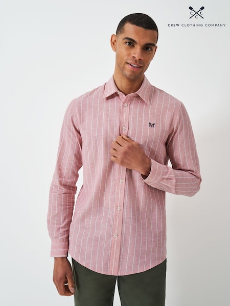 Crew Clothing Pink Stripe Long Sleeve Linen Shirt (F93902) | R$ 680