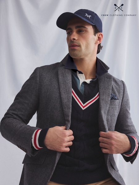 Crew Clothing Blue Prince Of Wales Check Blazer (F93927) | €250