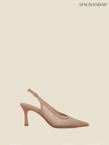 Sosandar Natural Sparkle Slingback Court Heels (F93940) | $103