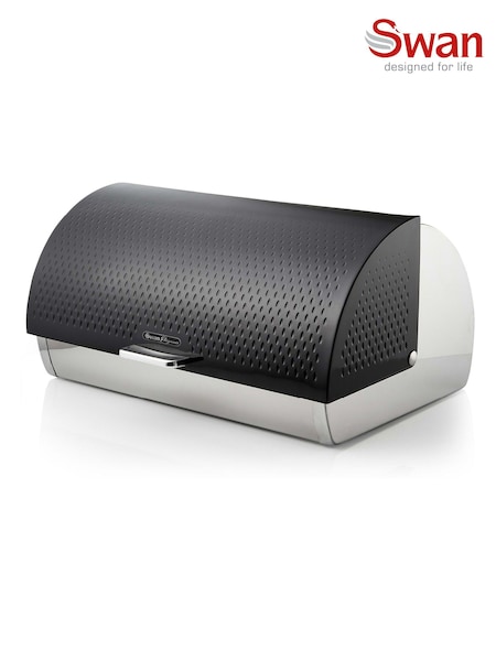 Swan Black Bread Bin with Roll Top Design and Ventilation (F93958) | €37